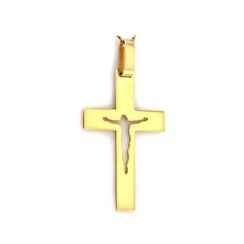 Złota zawieszka krzyż 585 z wyciętym jezusem Lovrin