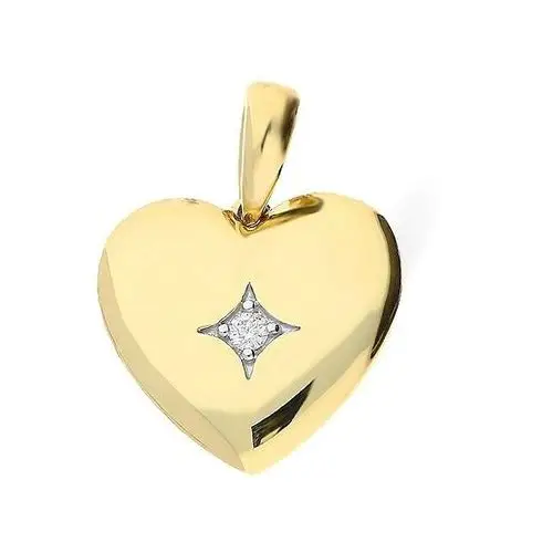 Złota zawieszka serce z diamentem 585 prezent Lovrin