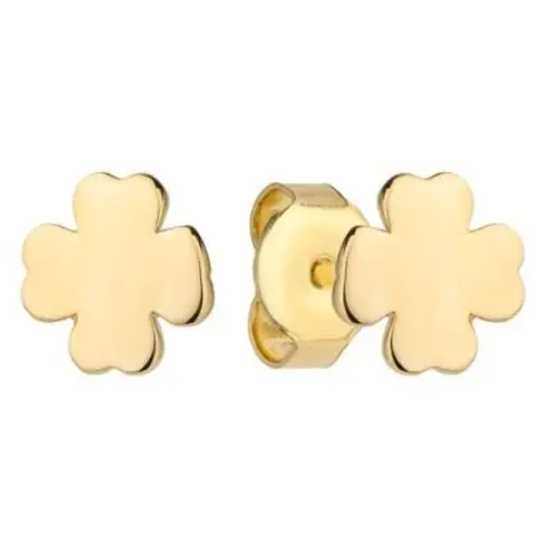 Złote kolczyki 585 czterolistne koniczynki gładkie, 7-25-K00821-2