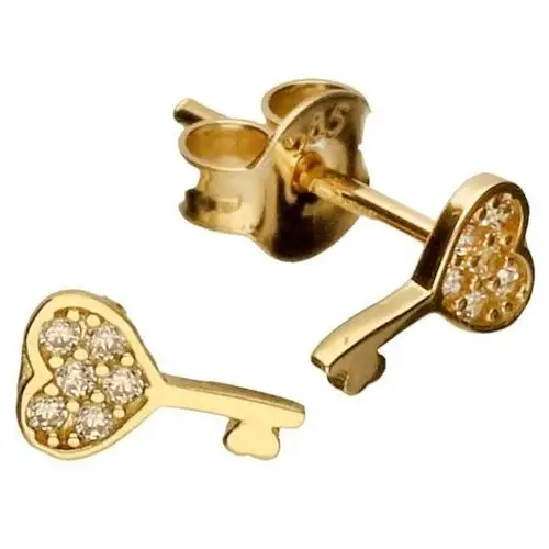 Złote kolczyki 585 klucz w kształcie serca 0,78 g, KP0105E
