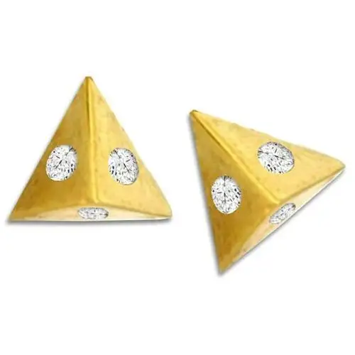 Lovrin Złote kolczyki 585 piramidki z cyrkoniami
