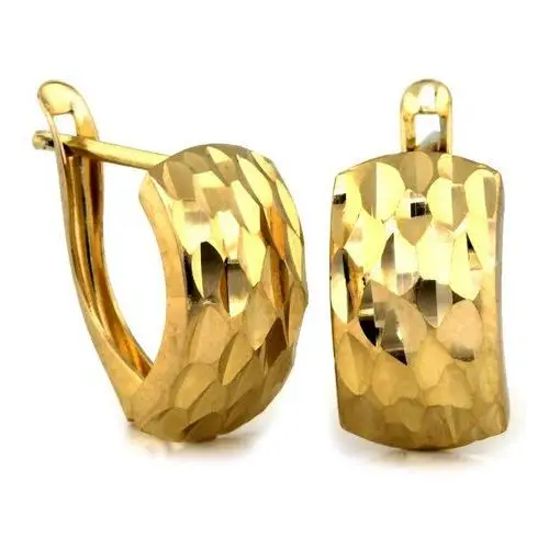 Lovrin Złote kolczyki 585 przecinki z diamentowaniem