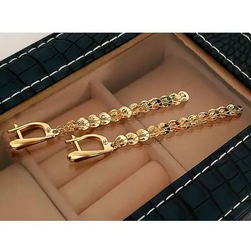 Złote kolczyki 585 wiszące łańcuszki z małych elementów elegancki wzór na prezent, RU00247 s2 4