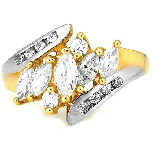 Złoty bogaty pierścionek z białym złotem 585 Lovrin