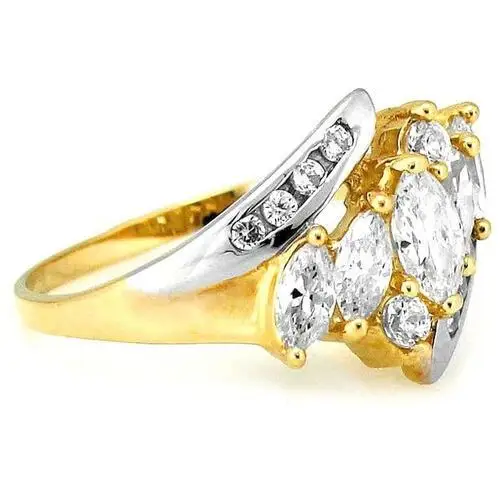 Złoty bogaty pierścionek z białym złotem 585 Lovrin 2