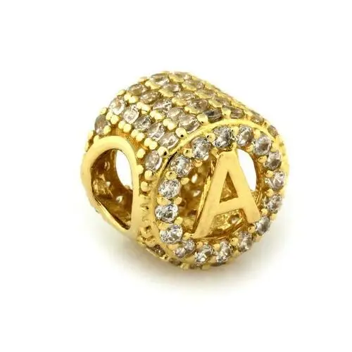 Złoty charms beads do bransoletki z literą A, kolor żółty