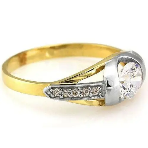 Złoty damski pierścionek 585 zdobiony cyrkoniami Lovrin 2