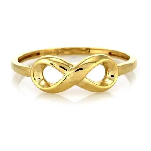 Złoty delikatny pierścionek 375 z nieskończonością, kolor żółty 2