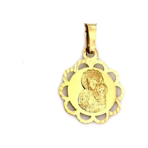 Złoty elegancki medalik 585 zdobiony Matka Boska Częstochowska z ażurem 14kt, ZA5971 3