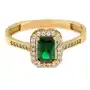 Złoty elegancki pierścionek 585 prostokątna zielona markiza cyrkonie, kolor zielony Sklep