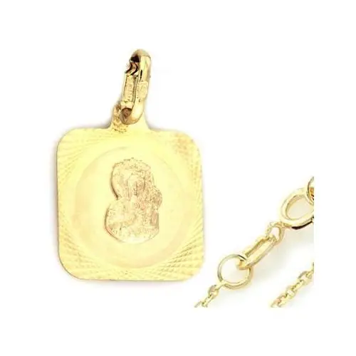Złoty komplet 333 medalik Matka Boska z łańcuszkiem, ZA1135B, LA546