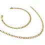 Złoty komplet 585 elegancki wzór z diamentowanymi blaszkami oraz ażurem na prezent naszyjnik z bransoletką, kolor żółty Sklep