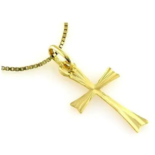 Złoty komplet biżuterii 333 diamentowany krzyż chrzest 2