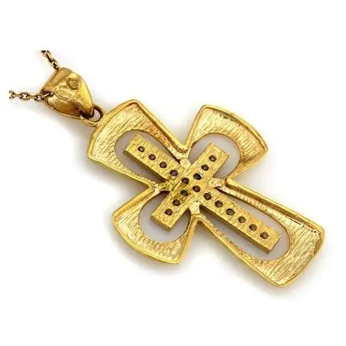 Złoty komplet biżuterii 333 krzyż cyrkonie chrzest, kolor żółty 5