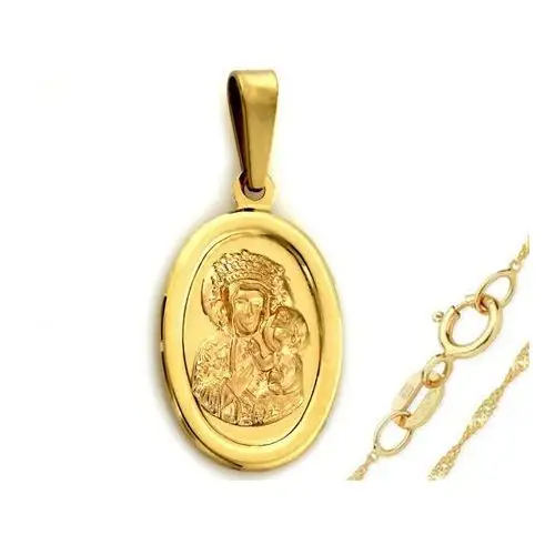 Złoty komplet biżuterii 333 matka boska częstochowska chrzest Lovrin
