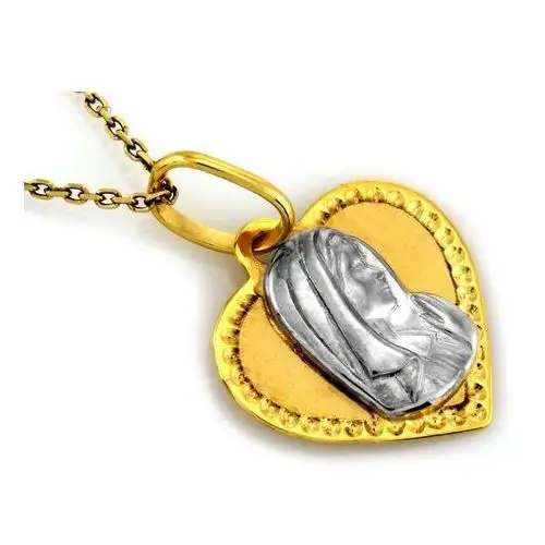 Złoty komplet biżuterii 333 Matka Boska serduszko chrzest, kolor żółty 3