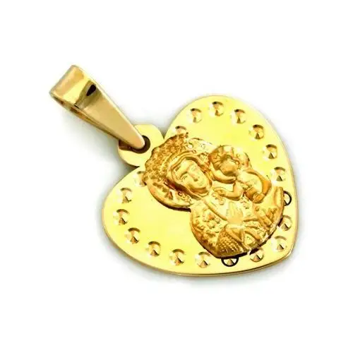 Złoty komplet biżuterii 333 medalik serduszko chrzest, kolor żółty 4