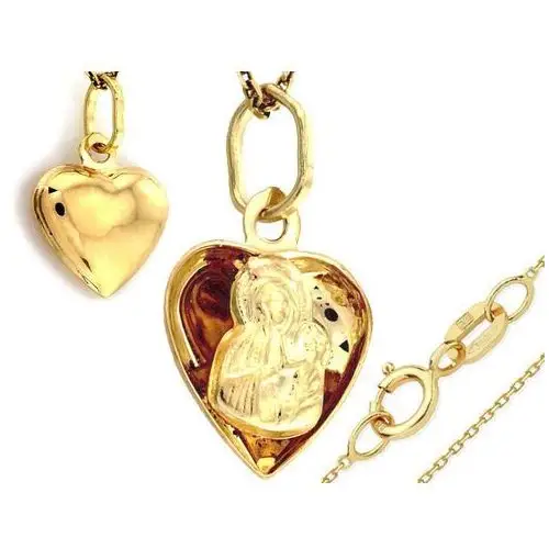 Złoty komplet biżuterii 333 SERCE z Matką Boską, KFDR198K r45S, ZA433A S