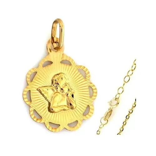Lovrin Złoty komplet biżuterii 375 anioł chrzest komunia