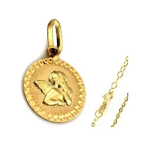 Lovrin Złoty komplet biżuterii 375 aniołek chrzest komunia