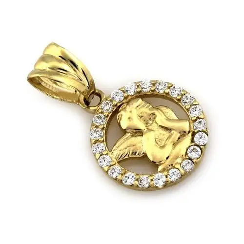 Złoty komplet biżuterii 375 aniołek cyrkonie chrzest komunia, LA479E, ZA6035 4