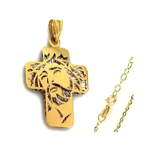 Lovrin Złoty komplet biżuterii 375 krzyż z jezusem chrzets komunia