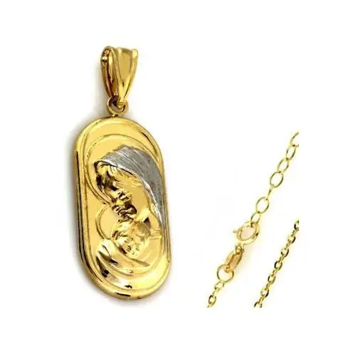Złoty komplet biżuterii 375 Matka Boska chrzest komunia