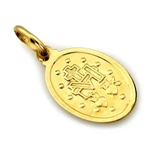 Złoty komplet biżuterii 375 szkaplerz chrzest komunia, kolor żółty 2
