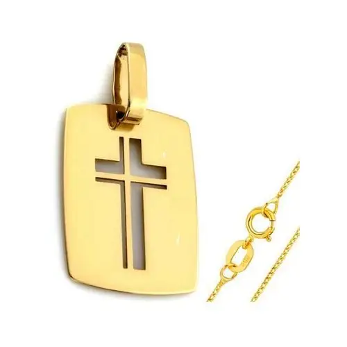 Złoty komplet biżuterii 585 blaszka krzyż chrzest komunia Lovrin