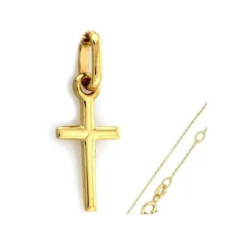 Złoty komplet biżuterii 585 delikatny krzyż chrzest Lovrin