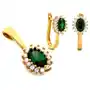 Złoty komplet biżuterii 585 delikatny zielone cyrkonie 3,86g Lovrin Sklep