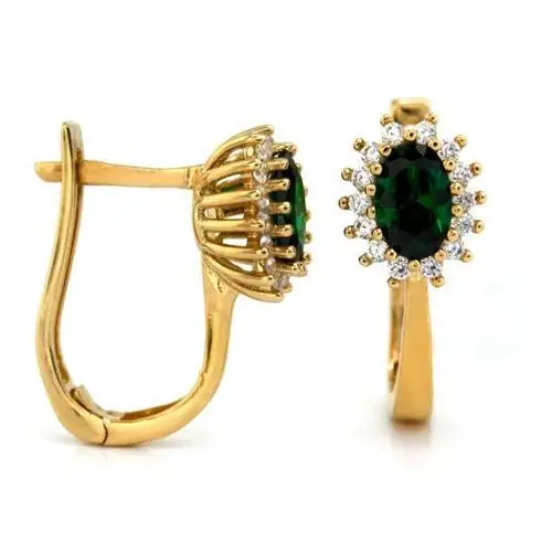 Złoty komplet biżuterii 585 delikatny zielone cyrkonie 3,86g Lovrin 4