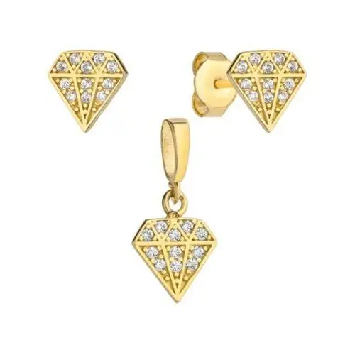 Złoty komplet biżuterii 585 diamencik z cyrkoniami 1,46g, 9-23-S00021-2