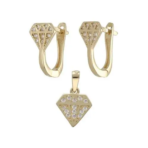 Złoty komplet biżuterii 585 diamencik z cyrkoniami 2,33g Lovrin