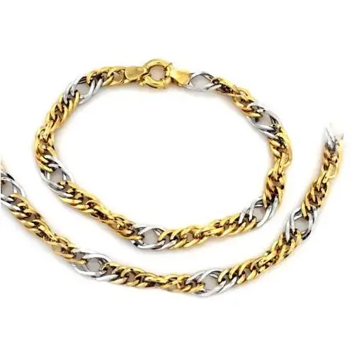 Lovrin Złoty komplet biżuterii 585 dwukolorowe łańcuchy 16.22g