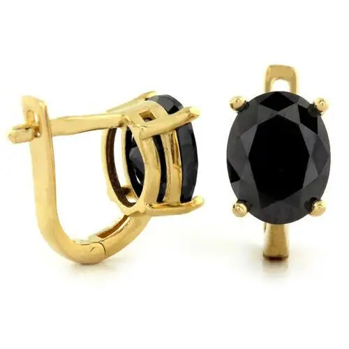 Złoty komplet biżuterii 585 elegancki czarne cyrkonie 4,89g 4
