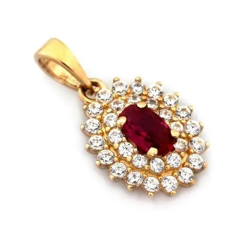 Lovrin Złoty komplet biżuterii 585 elegancki czerwone cyrkonie 3,12g 2