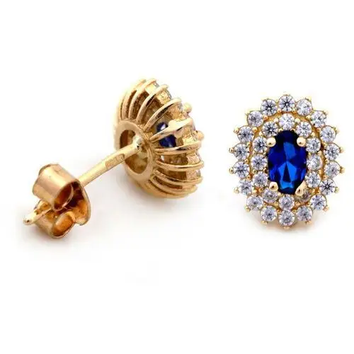 Lovrin Złoty komplet biżuterii 585 elegancki niebieskie cyrkonie 3,12g 2