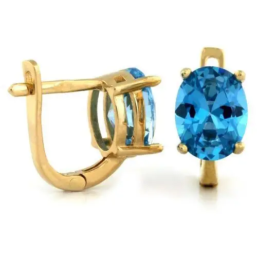 Złoty komplet biżuterii 585 elegancki niebieskie cyrkonie 4,85g 2