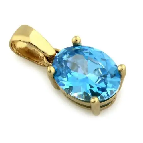 Złoty komplet biżuterii 585 elegancki niebieskie cyrkonie 4,85g 4