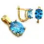 Złoty komplet biżuterii 585 elegancki niebieskie cyrkonie 4,85g Sklep
