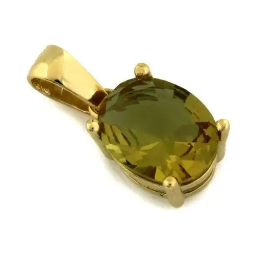Złoty komplet biżuterii 585 elegancki z oliwinem 3,87g 5