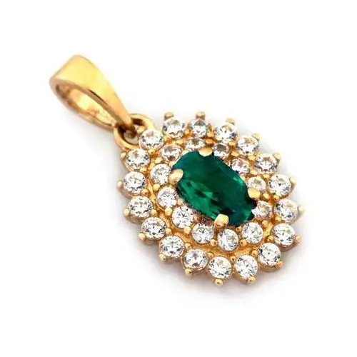 Lovrin Złoty komplet biżuterii 585 elegancki zielone cyrkonie 3,10g 4