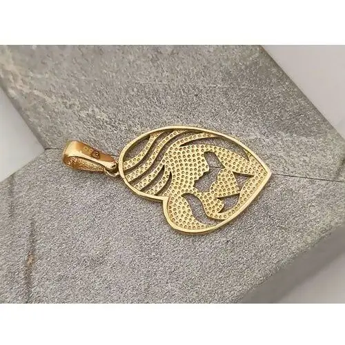 Złoty komplet biżuterii 585 gładkie serce origami z matką i córką na prezent Lovrin 2