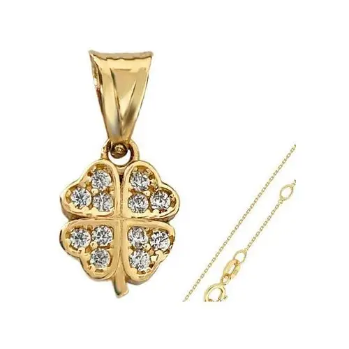 Lovrin Złoty komplet biżuterii 585 koniczynka łańcuszek