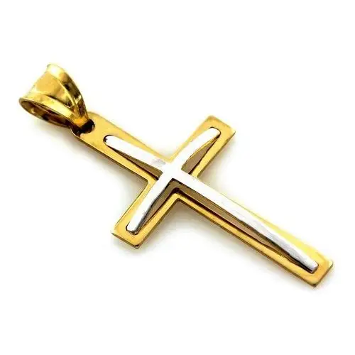 Złoty komplet biżuterii 585 krzyż białe złoto chrzest, kolor żółty 5