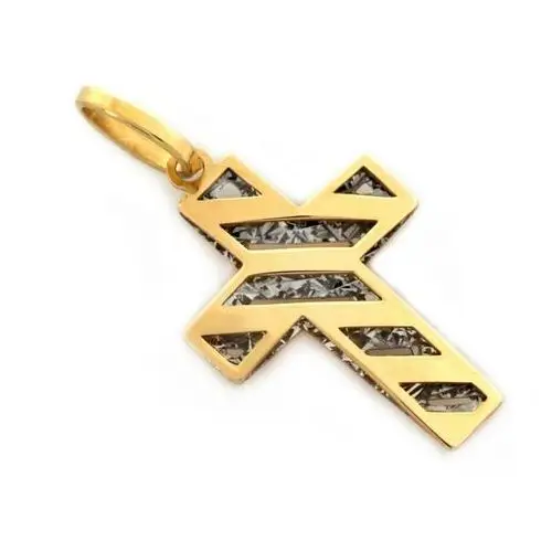 Złoty komplet biżuterii 585 krzyż diamentowanie chrzest, kolor żółty 2