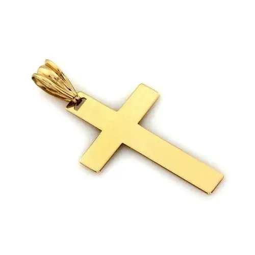 Złoty komplet biżuterii 585 krzyż gładki chrzest, kolor żółty 2