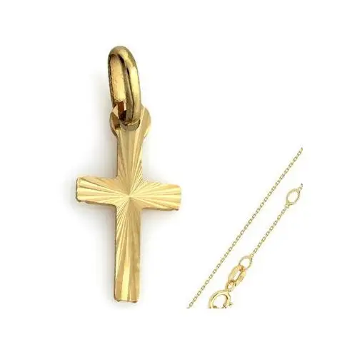 Lovrin Złoty komplet biżuterii 585 krzyż promienie chrzest