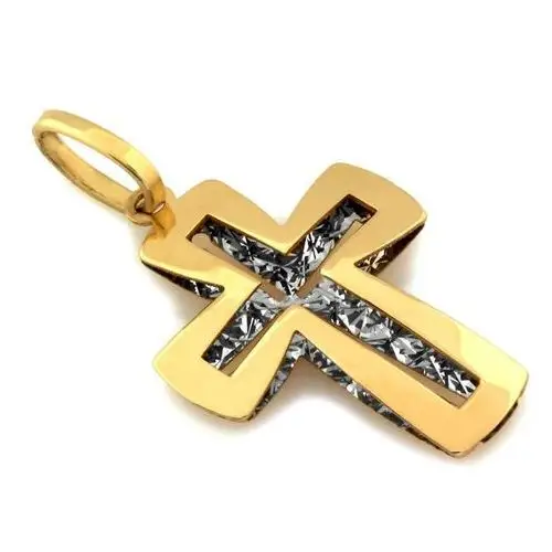 Złoty komplet biżuterii 585 krzyż z ażurem chrzest, RU00203 40s(48 + 2), ZA2262 3